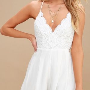 Lulus Ivory Backless Lace Romper